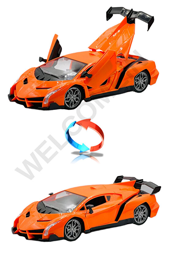 Oyuncak Kapıları Ve Bagajı Açılan Uzaktan Kumandalı Drift Arabası Süper Hızlı 1:16 Işıklı Spor Araba