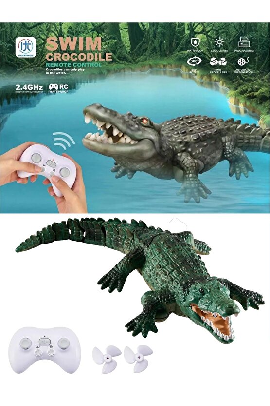 Uzaktan Kumandalı Full Fonksiyon 2.4G Şarjlı Yüzen Timsah