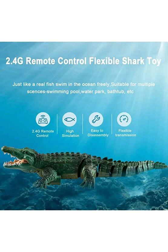 Uzaktan Kumandalı Full Fonksiyon 2.4G Şarjlı Yüzen Timsah