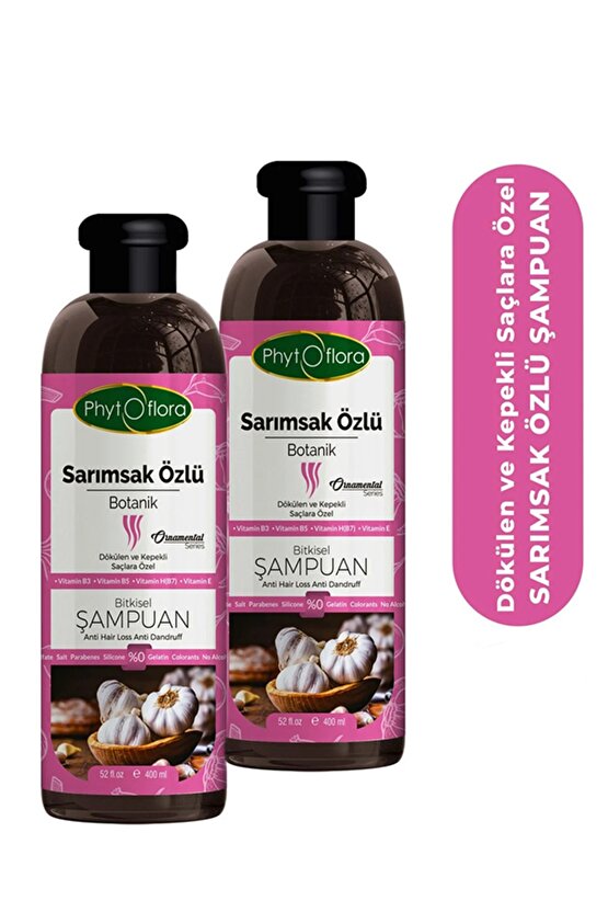 Tuzsuz Yağlı Ve Dökülen Ve Kepekli Saçlara Özel Sarımsak Özlü Bitkisel Şampuan 400 ml, 2 Adet