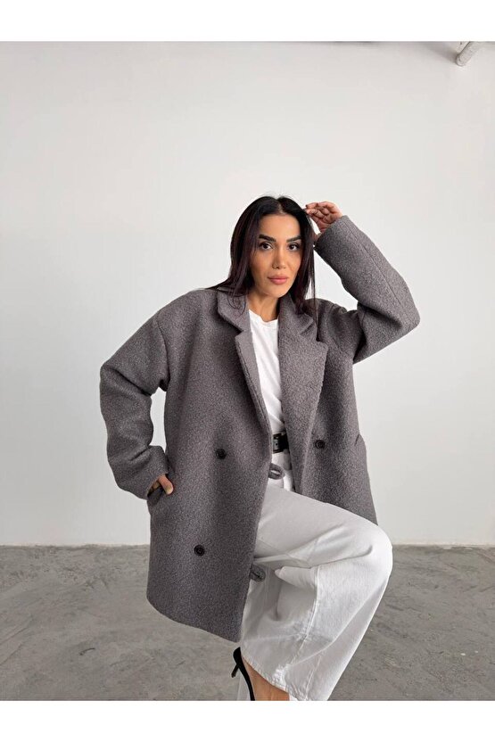 Kadın Buklet Kumaş Kısa Kaban