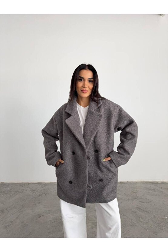 Kadın Buklet Kumaş Kısa Kaban