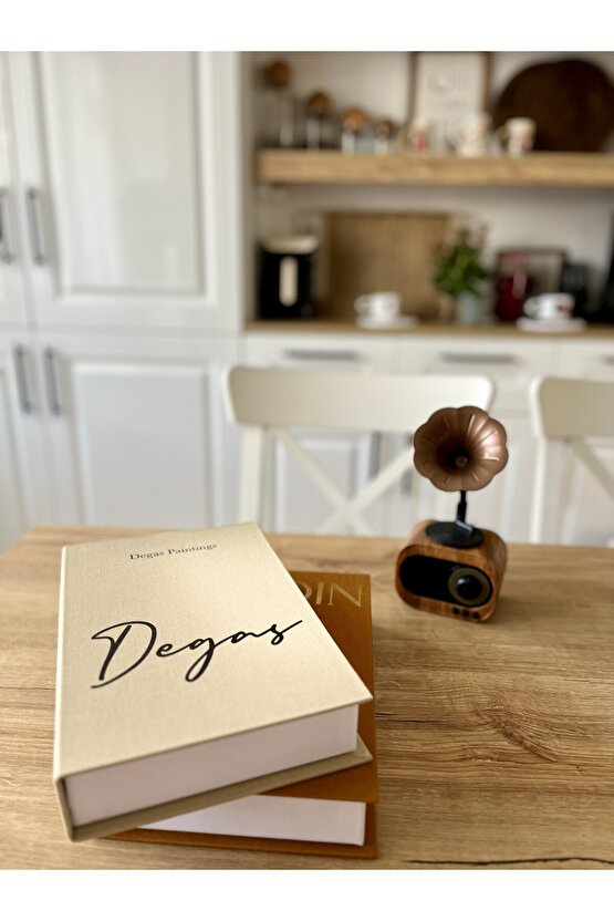 PEKİYİ 2Lİ KUMAŞ KAPLI DEKORATİF KİTAP KUTUSU SETİ HARDAL VE AÇIK KAHVE