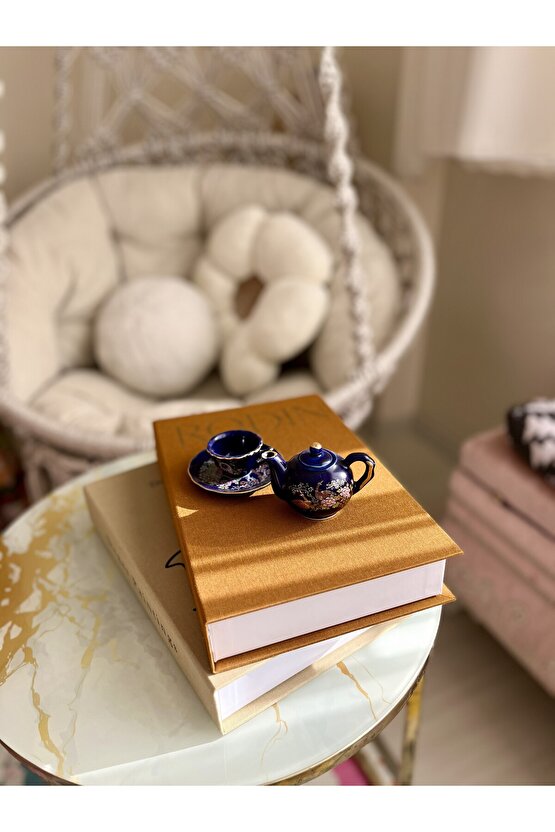 PEKİYİ 2Lİ KUMAŞ KAPLI DEKORATİF KİTAP KUTUSU SETİ HARDAL VE AÇIK KAHVE