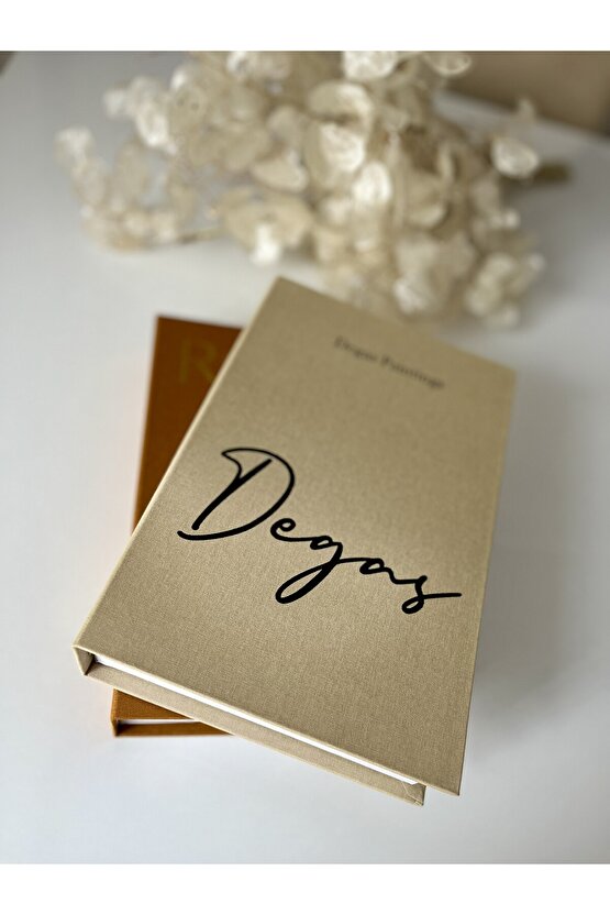 PEKİYİ 2Lİ KUMAŞ KAPLI DEKORATİF KİTAP KUTUSU SETİ HARDAL VE AÇIK KAHVE