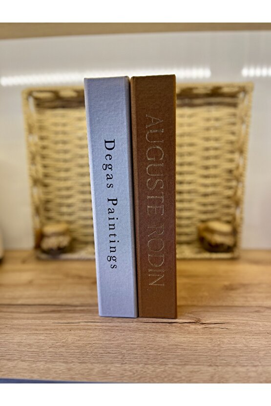 PEKİYİ 2Lİ KUMAŞ KAPLI DEKORATİF KİTAP KUTUSU SETİ HARDAL VE AÇIK KAHVE