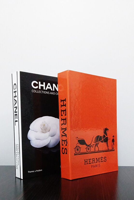 2li Dekoratif Kitap Kutu Görünümlü Siyah Gül & Turuncu Temalı