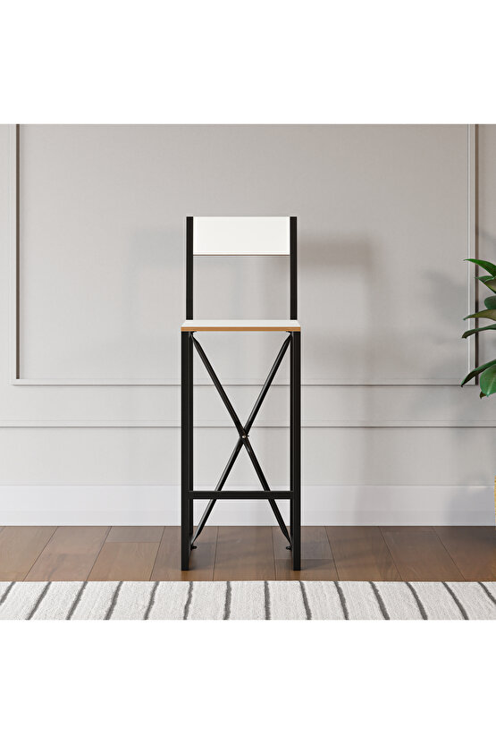 Bar Sandalyesi Mutfak Sandalyesi Otel Cafe Sandalye Beyaz 1565