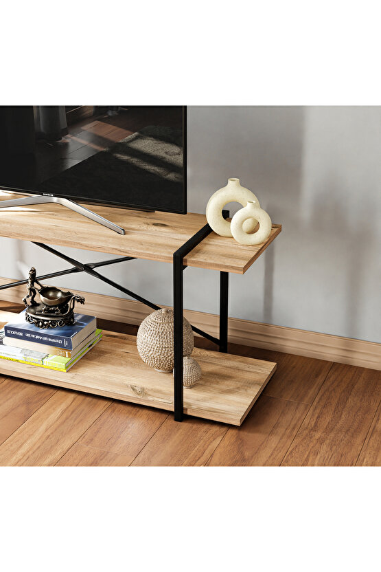 Televizyon Ünitesi Tv Standı Raflı Metal Sehpa