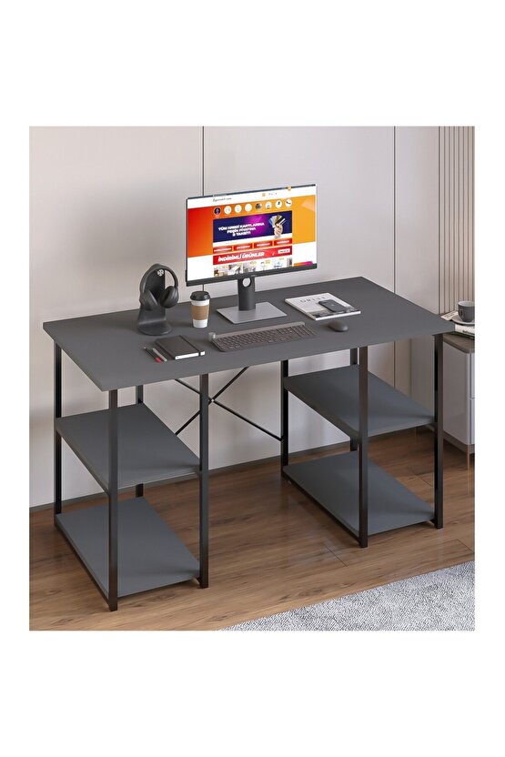 4 Raflı Çalışma Masası Füme 60x120