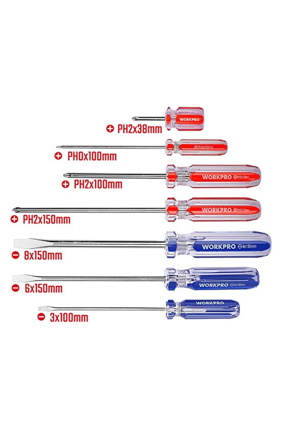 WP200533 7 Parça CR-V Manyetik Profesyonel Tornavida Seti