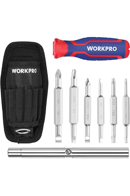WP221306 15-IN-1 Çok Fonksiyonlu Değişken Uçlu Profesyonel Tornavida Seti + Bel Askı Kılıfı