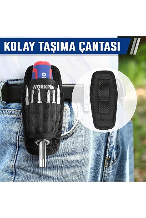 WP221306 15-IN-1 Çok Fonksiyonlu Değişken Uçlu Profesyonel Tornavida Seti + Bel Askı Kılıfı