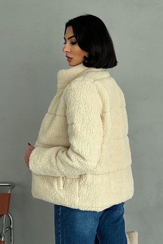 Peluş kabartma teddy şişme mont