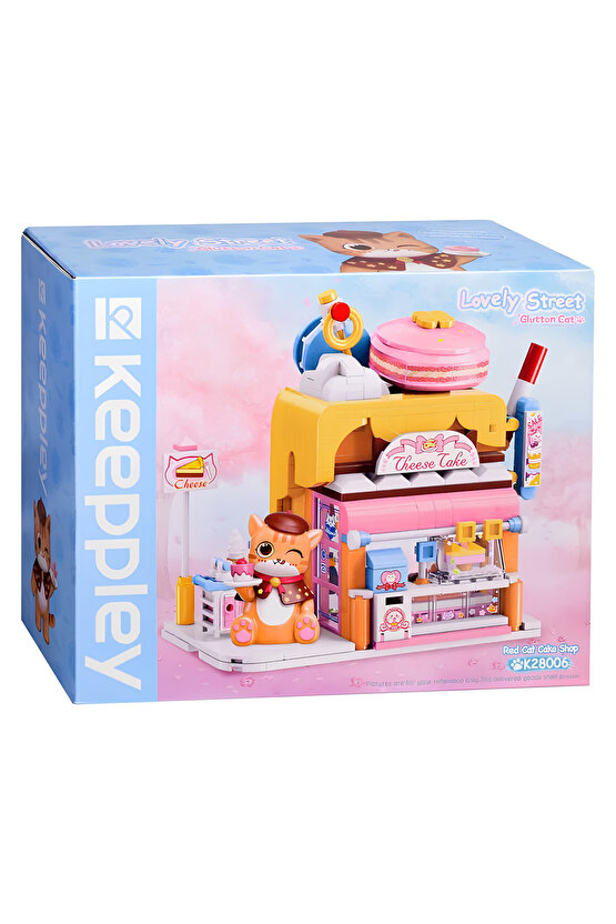 Mikro Blok Kırmızı Kedi Kek Dükkanı 364 Parça - Lego Setleri - Keeppley Mini Lego - Keeppley Lego -