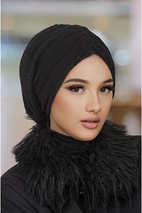 Siyah Köpük Kışlık Büzgülü Bone