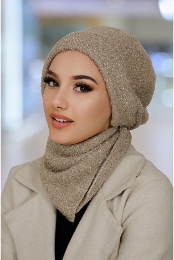 Taş Rengi Tesettür Bere Etol Takım