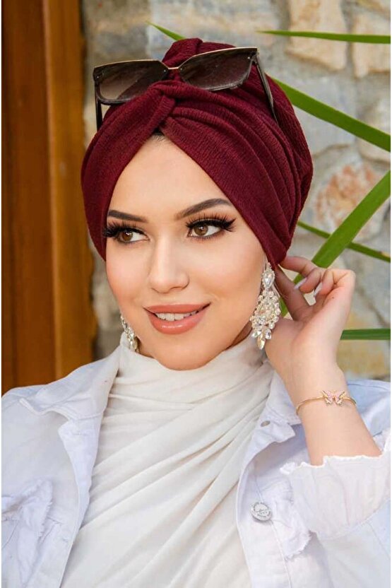 Bordo Hazır Burgu Düğüm Bone