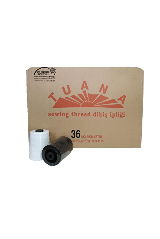 KOZALI MARKA 30 Adet 120 Numara Siyah Polyester Dikiş İpliği 5000 Metre