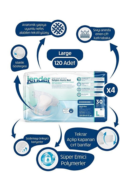 Belbantlı Large Hasta Bezi 120 Adet