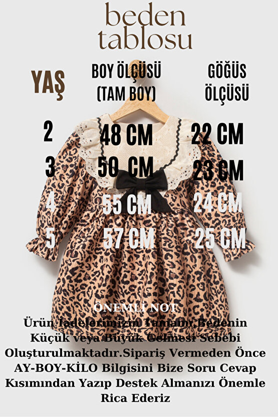 Kız Bebek Elbise Kız Çocuk Elbise Leopar Doğum Günü Parti Düğün Özel Gün Uzun Kol Astarlı Elbise