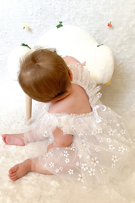 Kız Bebek Elbise Kız Çocuk Elbise Doğum Günü Parti Düğün Elbise Dantelli Kısa Kol Astarlı Elbise