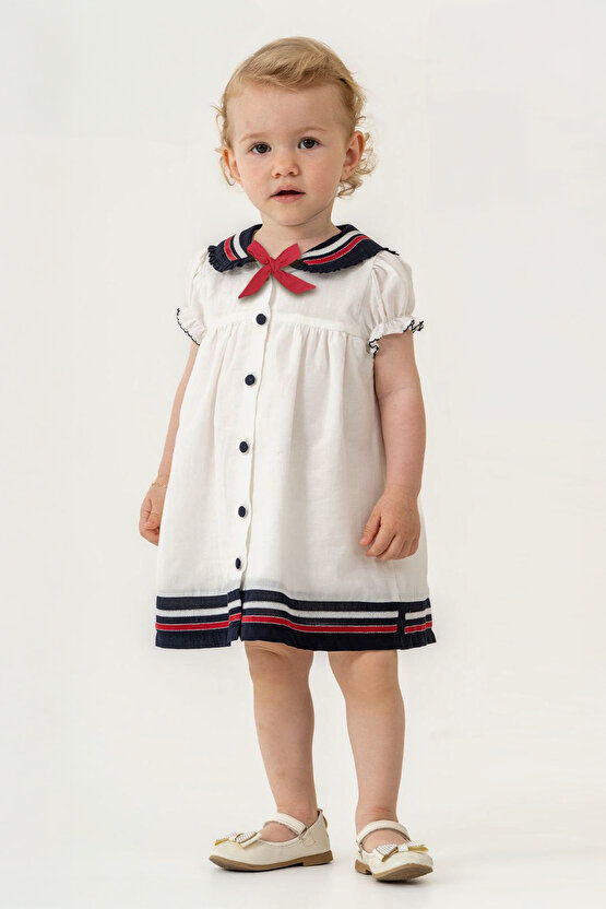 Kız Bebek Kız Çocuk Doğum Günü Parti Düğün Elbise Kısa Kol Kurdela Astarlı Elbise