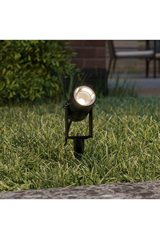 Elektrikle Çalışır 10 Watt BEYAZ Işık Ampul Dahil Metal Gövde Fonksiyonlu Bahçe Duvar ve Çim Armatür