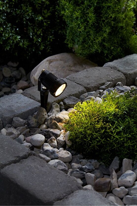 Elektrikle Çalışır 10 Watt AMBER Işık Ampul Dahil Metal Gövde Fonksiyonlu Bahçe Duvar ve Çim Armatür