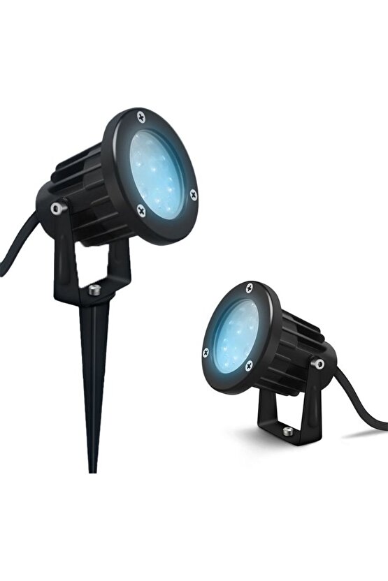 Elektrikle Çalışır 10 Watt Mavi Işık Ampul Dahil Metal Gövde Fonksiyonlu Bahçe Duvar ve Çim Armatürü