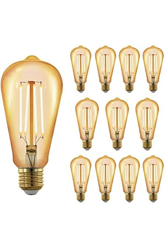 10 Adet 4 Watt Amber Işık Kaliteli Rustik Ampul, 300 Lümen 4 Watt 25000K Amber Işık Led Rustik Ampul