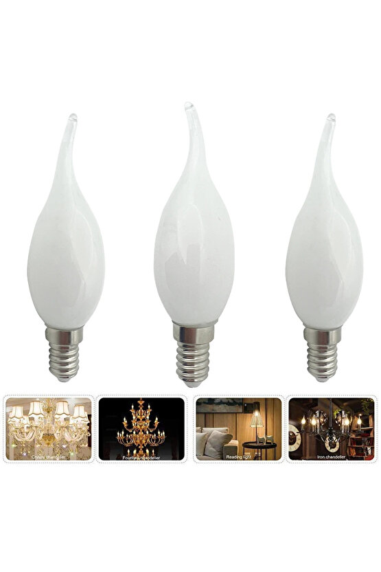 3 Adet Çok Kaliteli E14 Duy 5 Watt, 6400 Kelvin Beyaz Işık Led Ampul, Avize, Şamdan Ampulü Mum Ampul