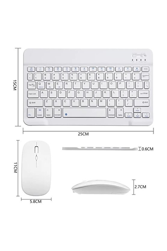 Acer Iconia M10 10.1 Tablet İçin Uyumlu Slim Şarjlı Türkçe Bluetooth Klavye ve Mouse Seti