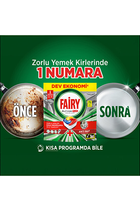 Platinum Plus Bulaşık Makinesi Deterjanı Kapsülütableti 75 Yıkama Limon Kokulu