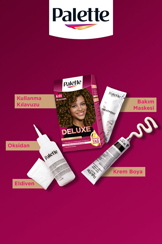 Deluxe 6-65 Göz Alıcı Kahve Zengin Yağ Bakımı Kit Saç Boyası Bakım Maskesi