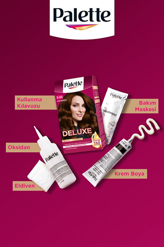 Deluxe 5-60 Sıcak Çikolata Zengin Yağ Bakımı Kit Saç Boyası Bakım Maskesi