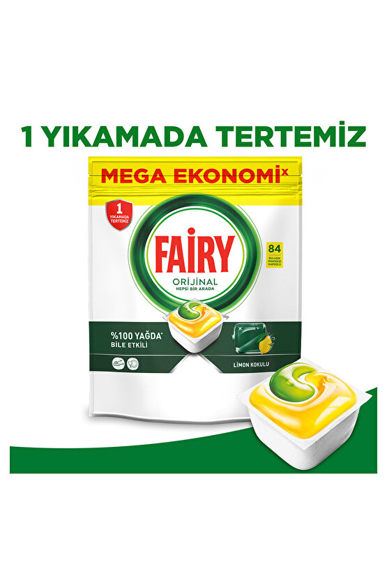 Hepsi Bir Arada Limonlu Bulaşık Makinesi 84lü Tablet Deterjan