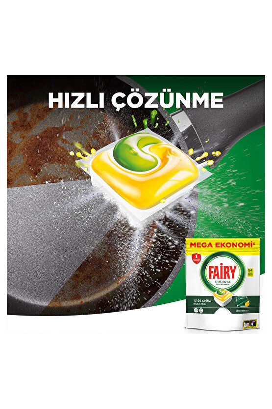 Hepsi Bir Arada Limonlu Bulaşık Makinesi 84lü Tablet Deterjan
