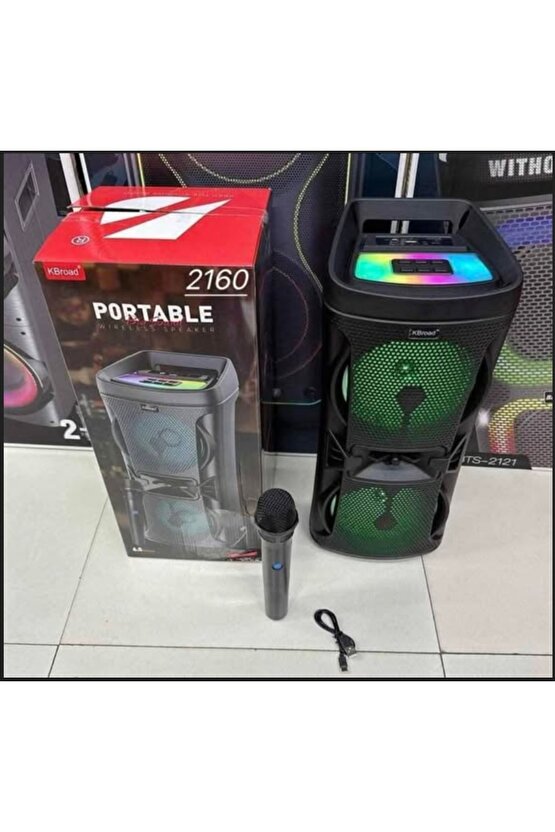 BÜYÜK BOY KABLOSUZ MİKROFONLU ŞARJLI HOPARLÖR LED IŞIKLI TAŞINABİLİR BLUETOOTH SPEAKER