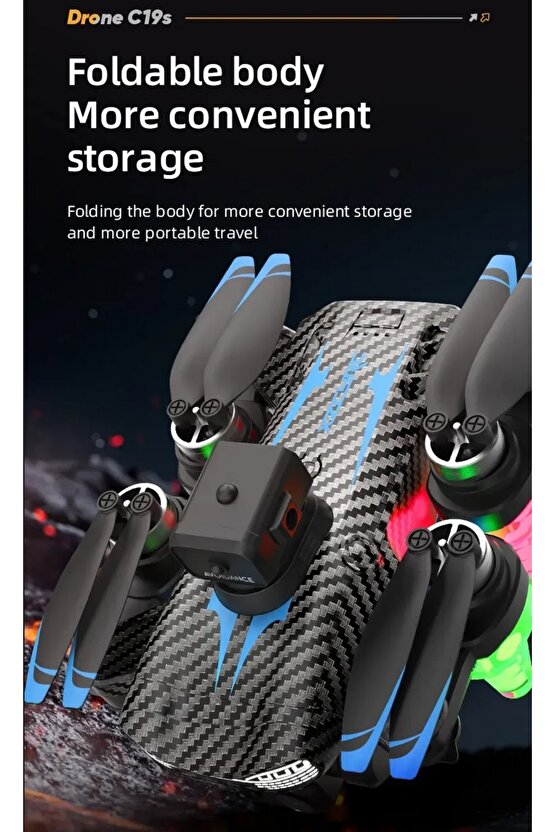 ÇİFT KAMERALI ENGEL KAÇINMA SENSÖRLÜ DRONE UZAKTAN KUMANDALI APP DESTEKLİ LED IŞIKLI QUADCOPTER