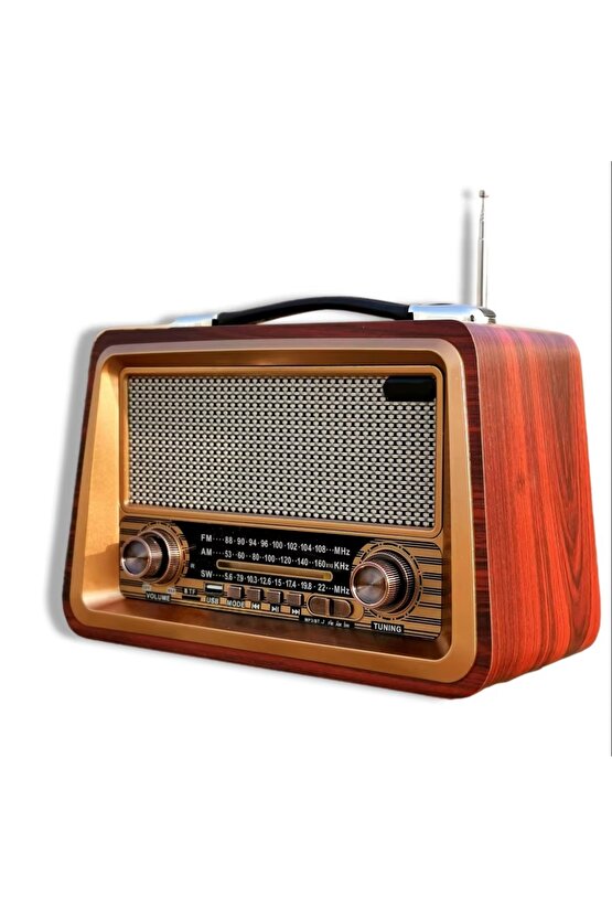 NOSTALJİK RADYO BLUETOOTH SPEAKER ŞARJLI SD KART USB GİRİŞLİ MP3 ÇALAR KABLOSUZ HOPARLÖR