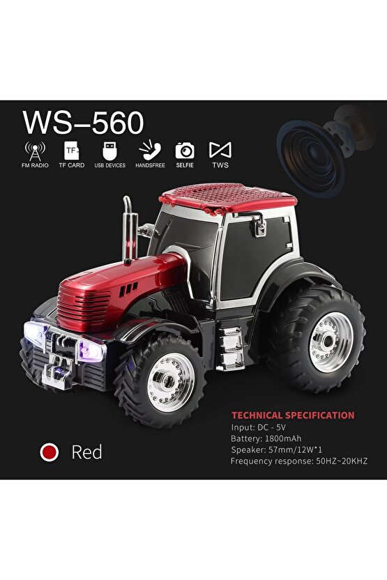 TRAKTÖR ŞEKLİNDE BLUETOOTH HOPARLÖR ŞARJLI KABLOSUZ SPEAKER FM SD KART USB