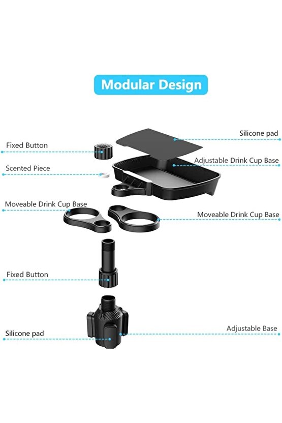 Çok Fonksiyonlu 360 ° Dönen Araba Telefon Tutucu Ve Bardak Tutucu Içecek Küçük Masa Yemek Rafı