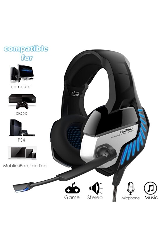 Led Işıklı Oyuncu Kulaklığı Pcps4tvtelefon Uyumlu Mikrofonlu Gaming Headphone