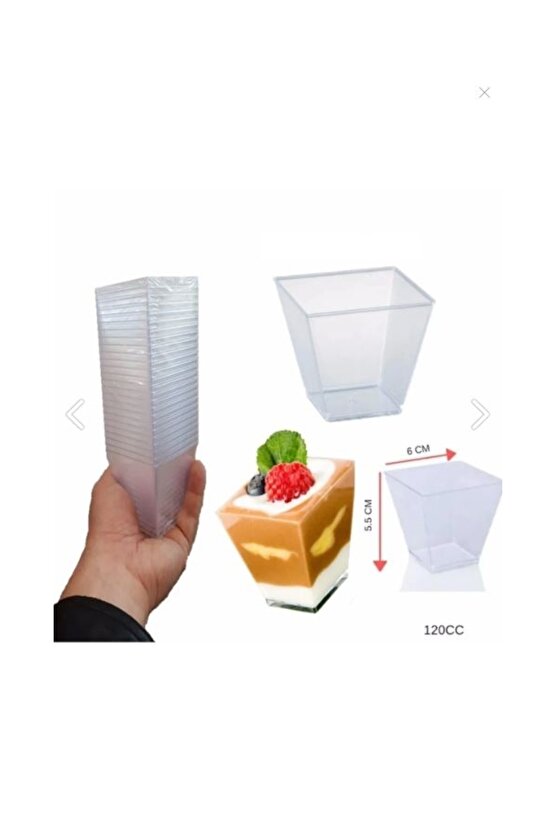 Pvc Prizma Mini Mika Plastik Kare Kap Küp Sunum Kase 120 Cc 25 Adet