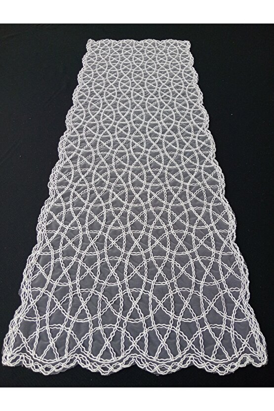 Fransız Dantel Detaylı Tek Runner, Masa Üzerine Runner, Masa Örtüsü