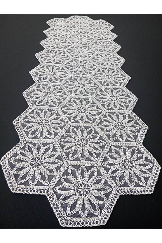 Fransız Dantel Detaylı Tek Runner, Masa Üzerine Runner, Masa Örtüsü