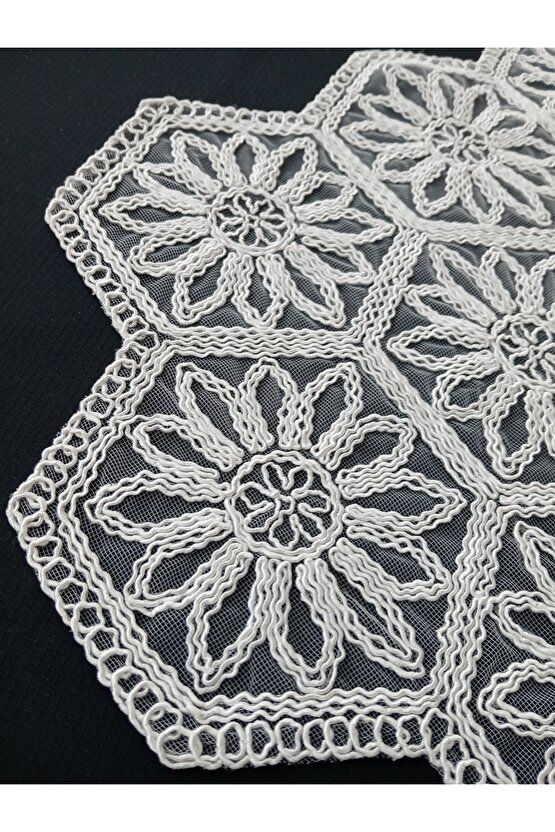 Fransız Dantel Detaylı Tek Runner, Masa Üzerine Runner, Masa Örtüsü