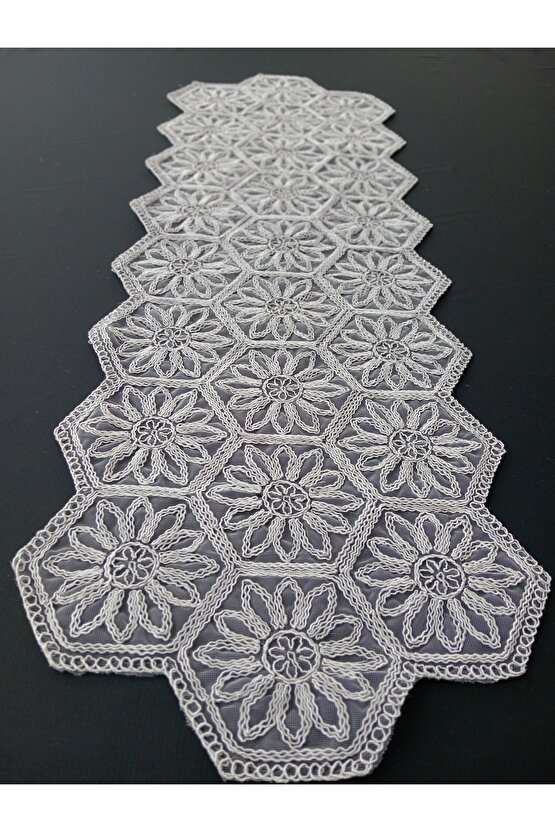 Fransız Dantel Detaylı Tek Runner, Masa Üzerine Runner, Masa Örtüsü