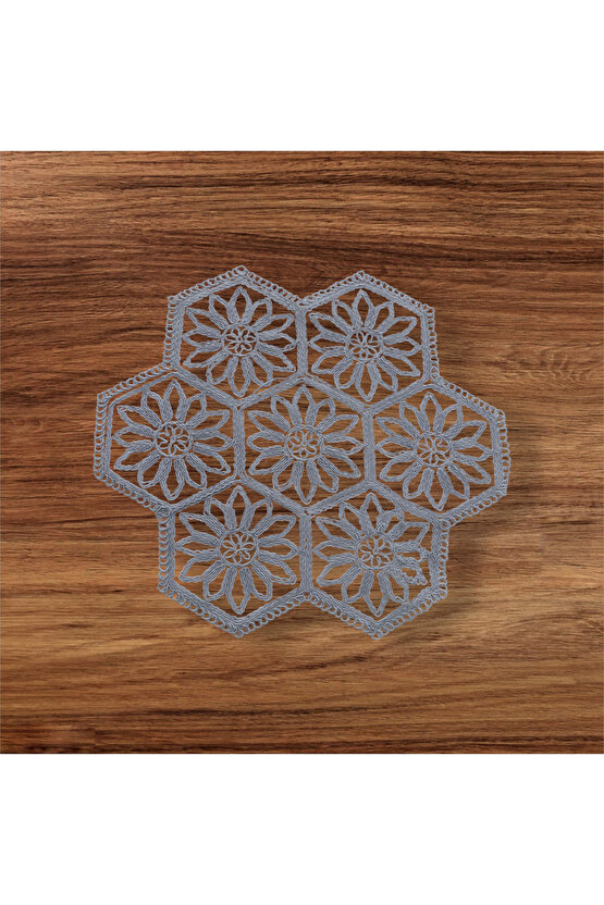 Fransız Dantel Yıldız Model 5 li, Masa Üzerine Runner İşlemeli Dantel (115X35CM